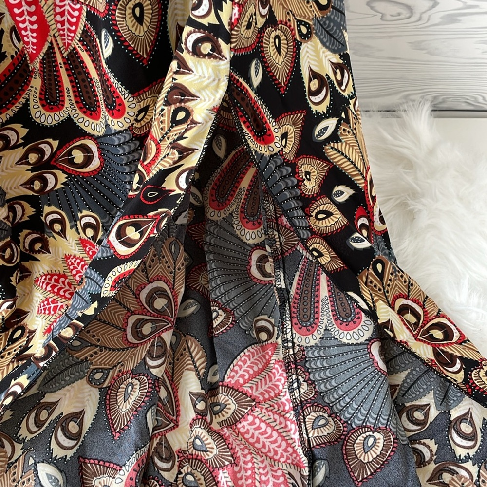 Feather Print Cross Strap Sleeveless High Waist Dress - Picture 6 of 14